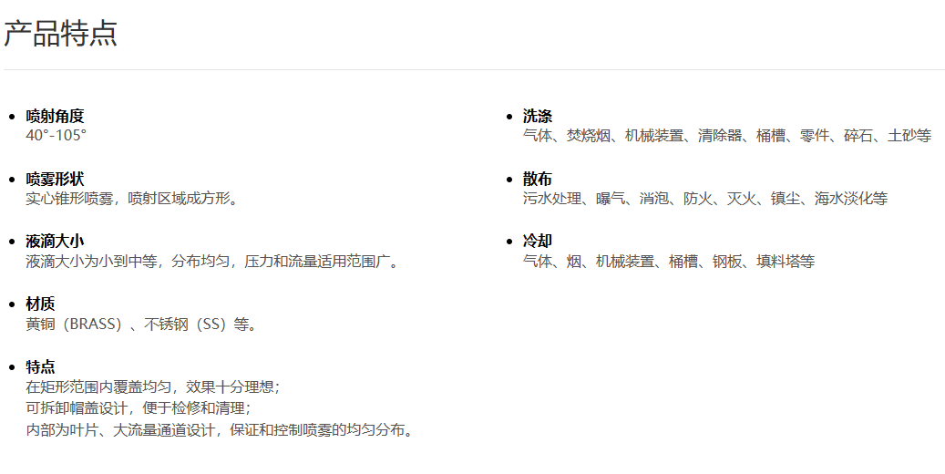 方形喷雾喷嘴